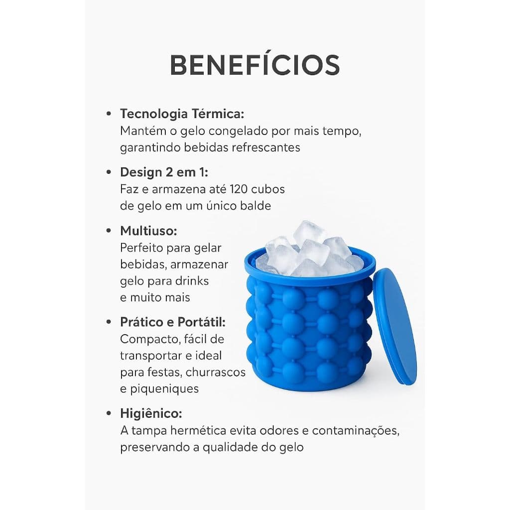 Mini Balde de Gelo Silicone Térmico Gelar Lata Gelo para Bebidas de Festas Calor Prático