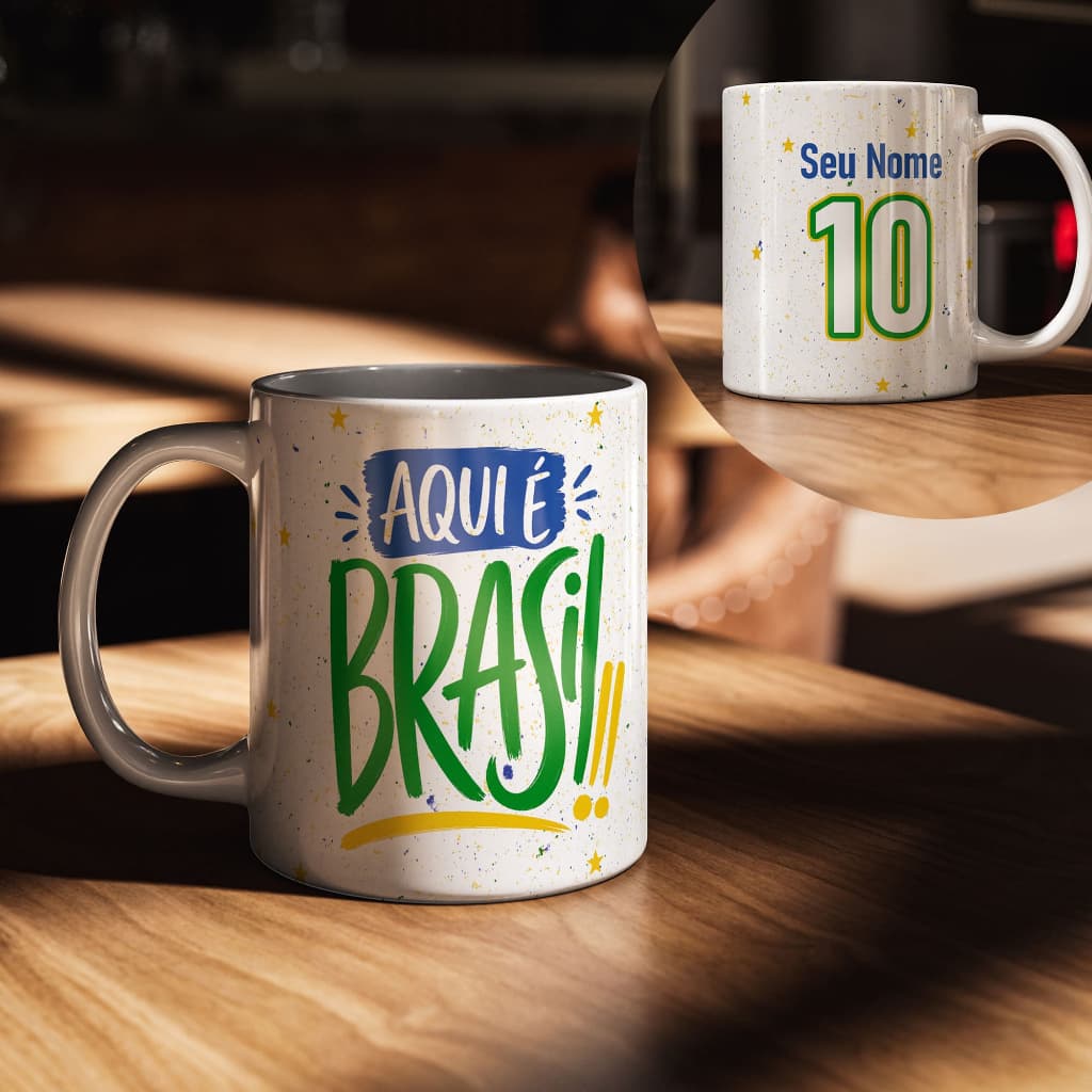 Caneca Aqui é Brasil | Presente Criativo Eleições Independência do Brasil
