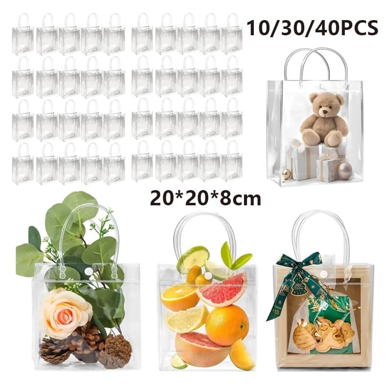 Kit 40/30/10 20*20*8cm Unidades Reutilize Sacos De Presente Plástico Pvc