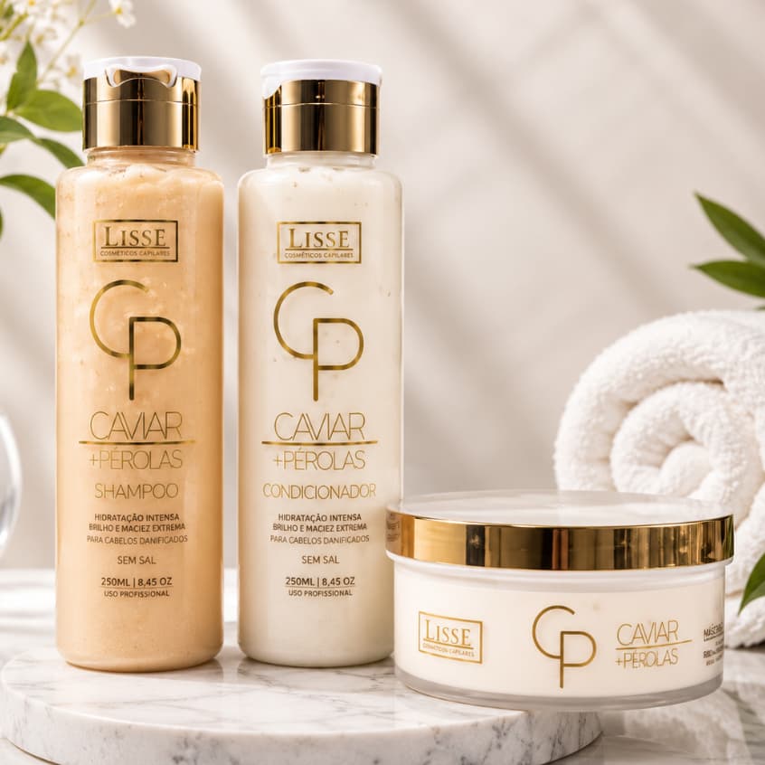 Kit Lissé Caviar Pérolas Reparação Intensiva Shampoo e Condicionador 100ml Máscara 80g