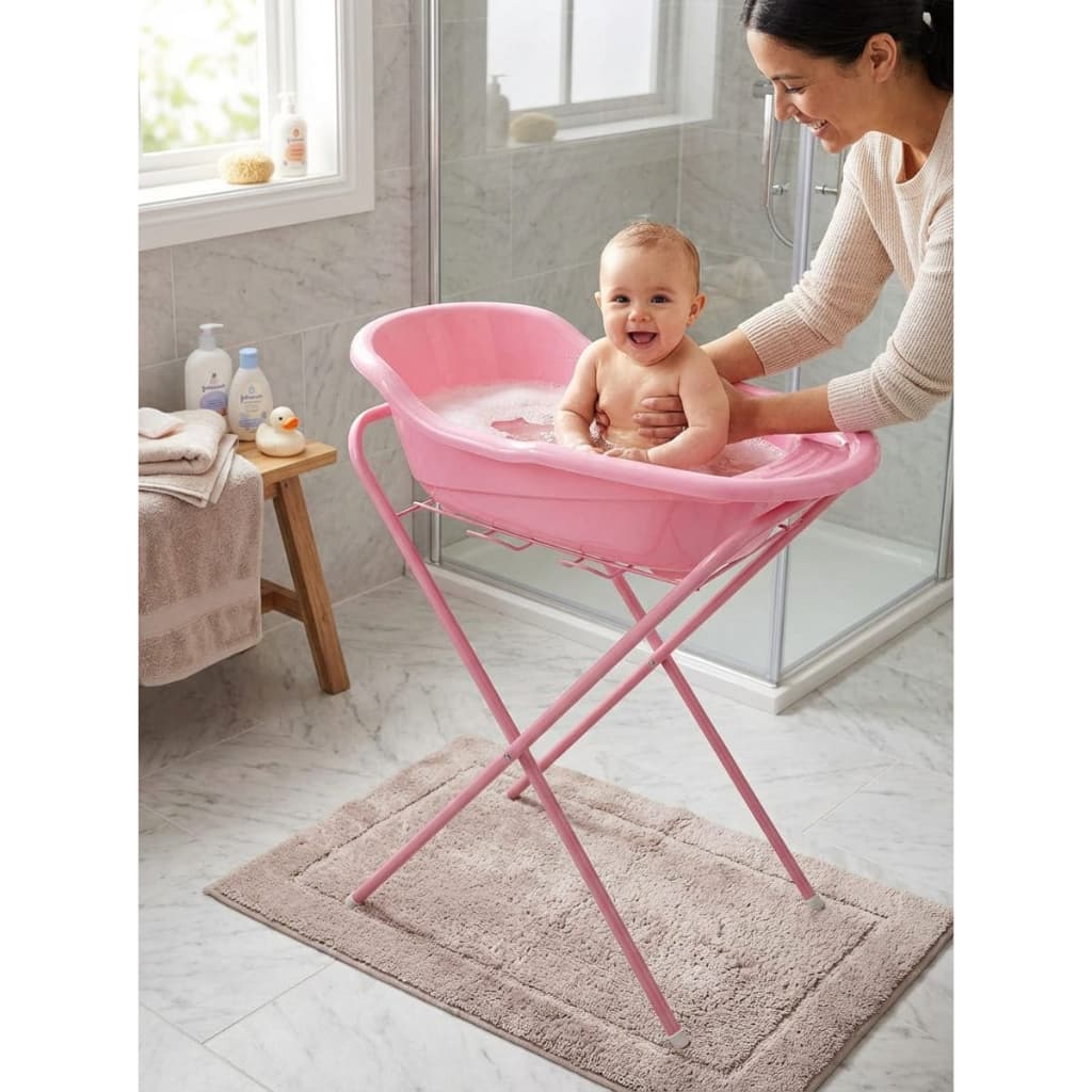 Banheira de Bebê com Suporte Retrátil 20L Resistente e Compacta