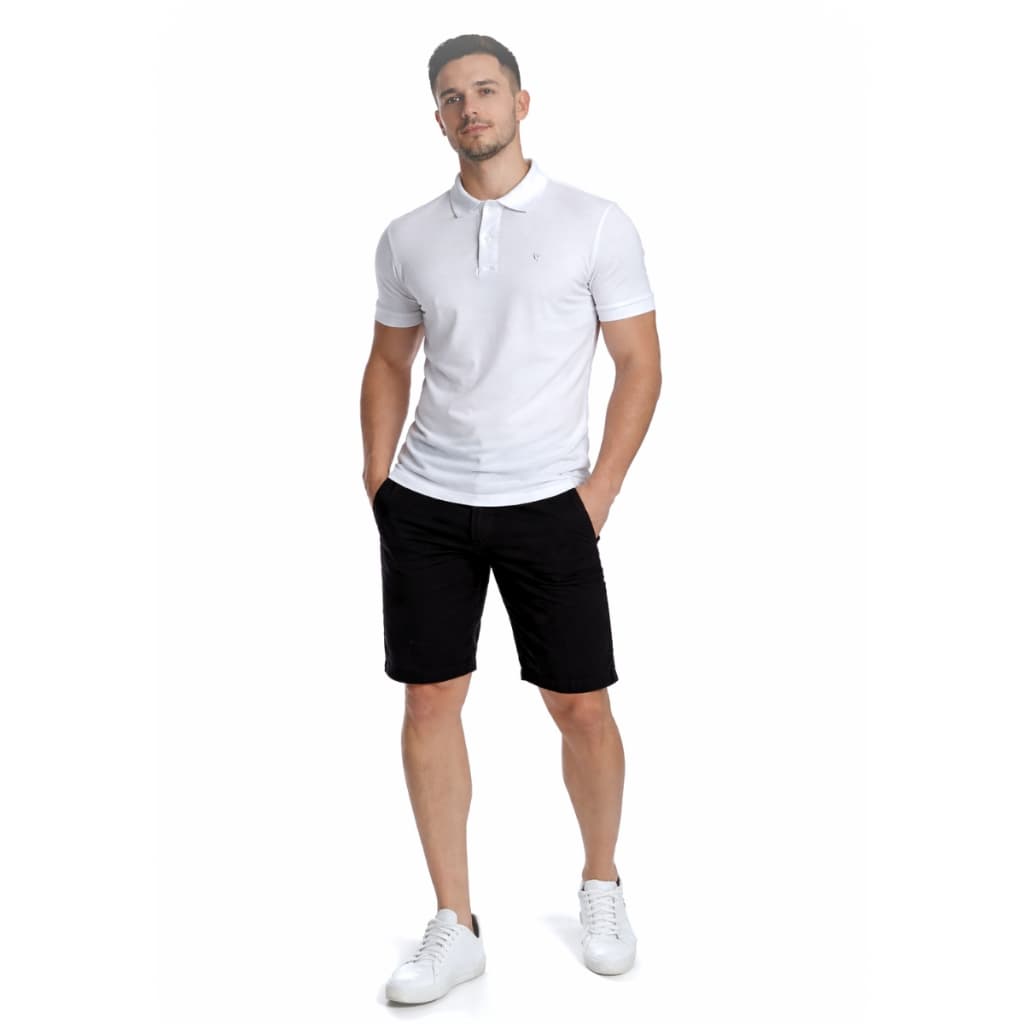Camiseta Polo Branca Slim Masculina em Malha Piquet Casual Caimento Slim Camisa