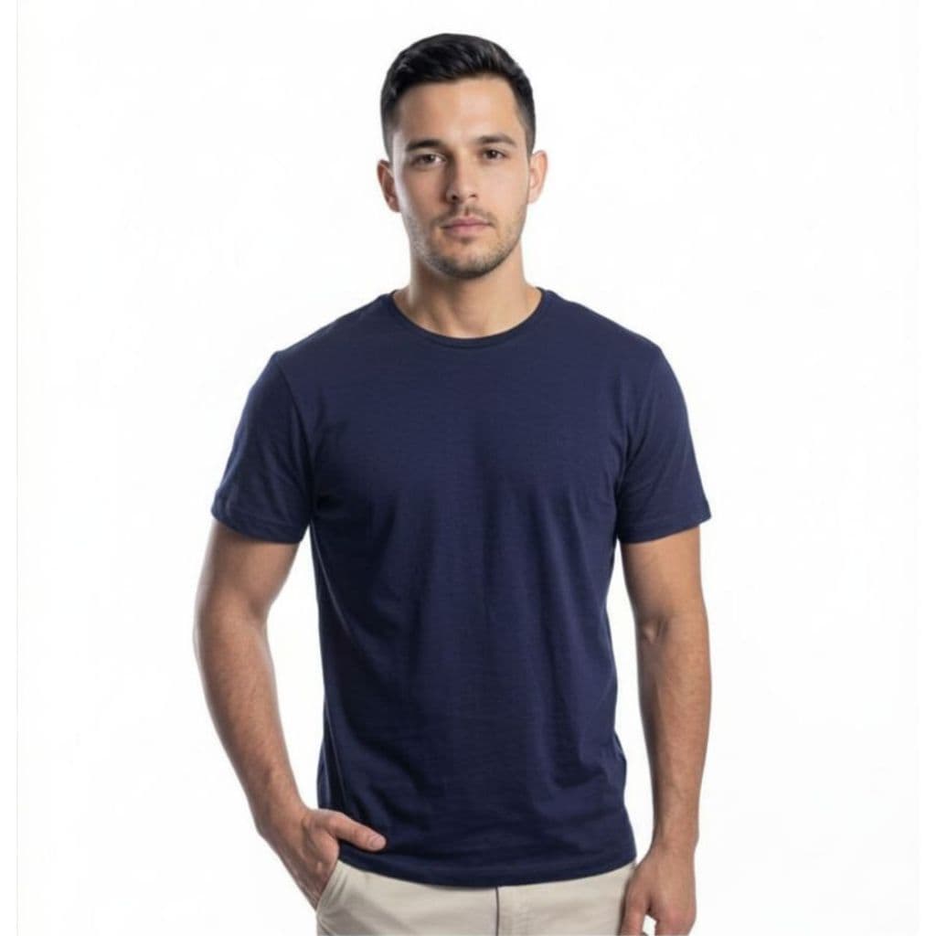 Camiseta Masculina Azul Marinho Básica Algodão Premium Conforto Casual Pronta Entrega