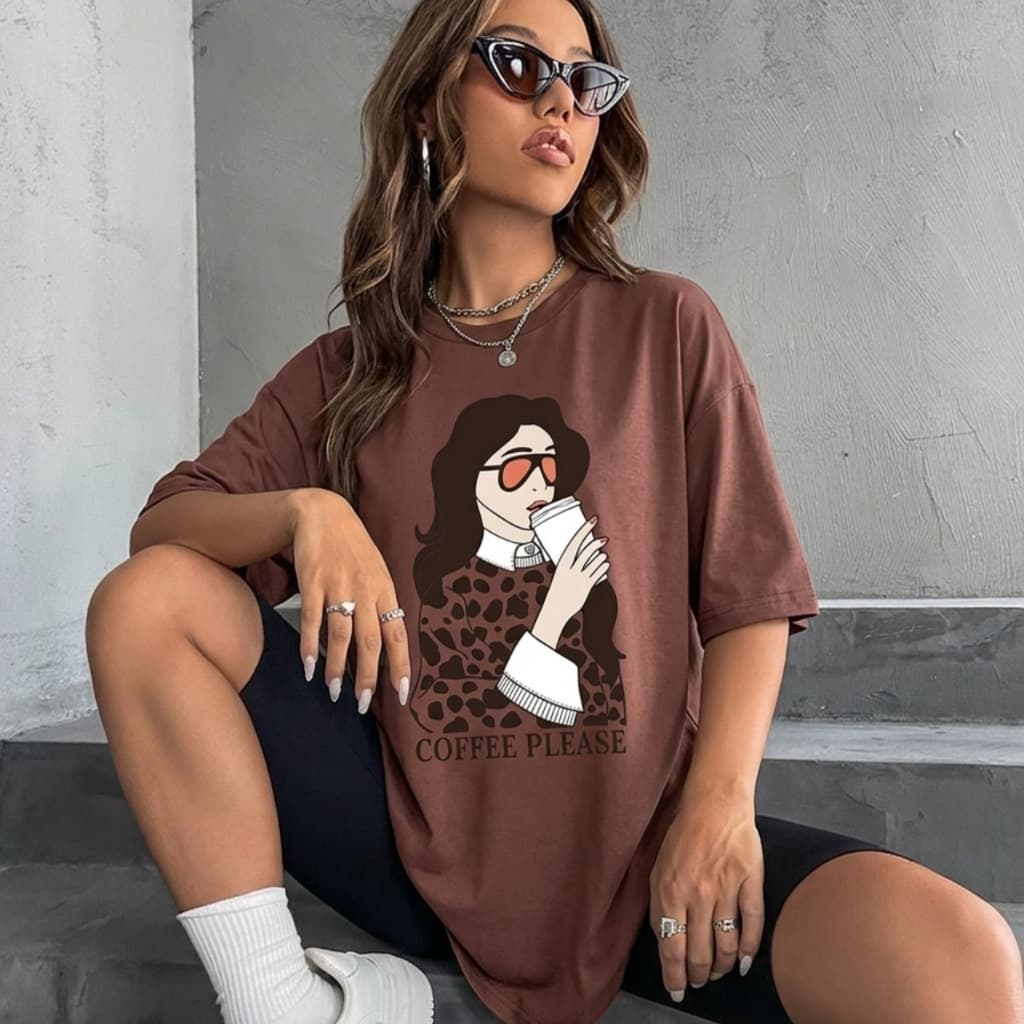 Camiseta feminina tradicional over thinking street style, modelagem solta para academia 100% algodão