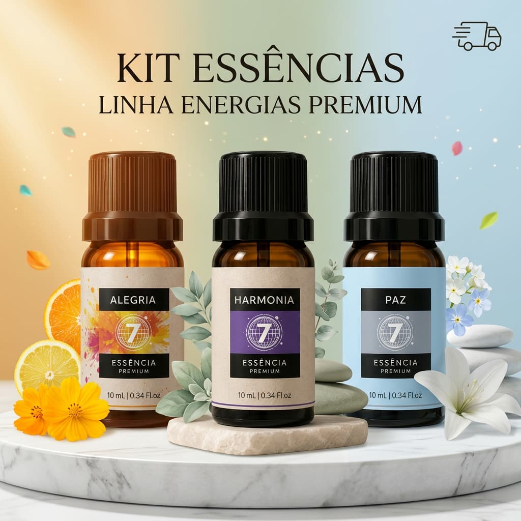 Kit Essências Linha Energias Premium p/ Vela/ Difusor/ Sabonete/ e Home Spray - Concentrado