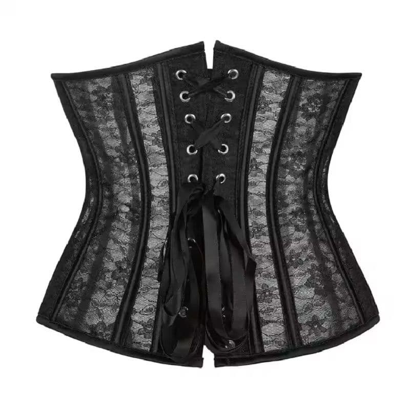 Corset Underbust malha transparente florida gótico (M) cintura: 70-75cm
