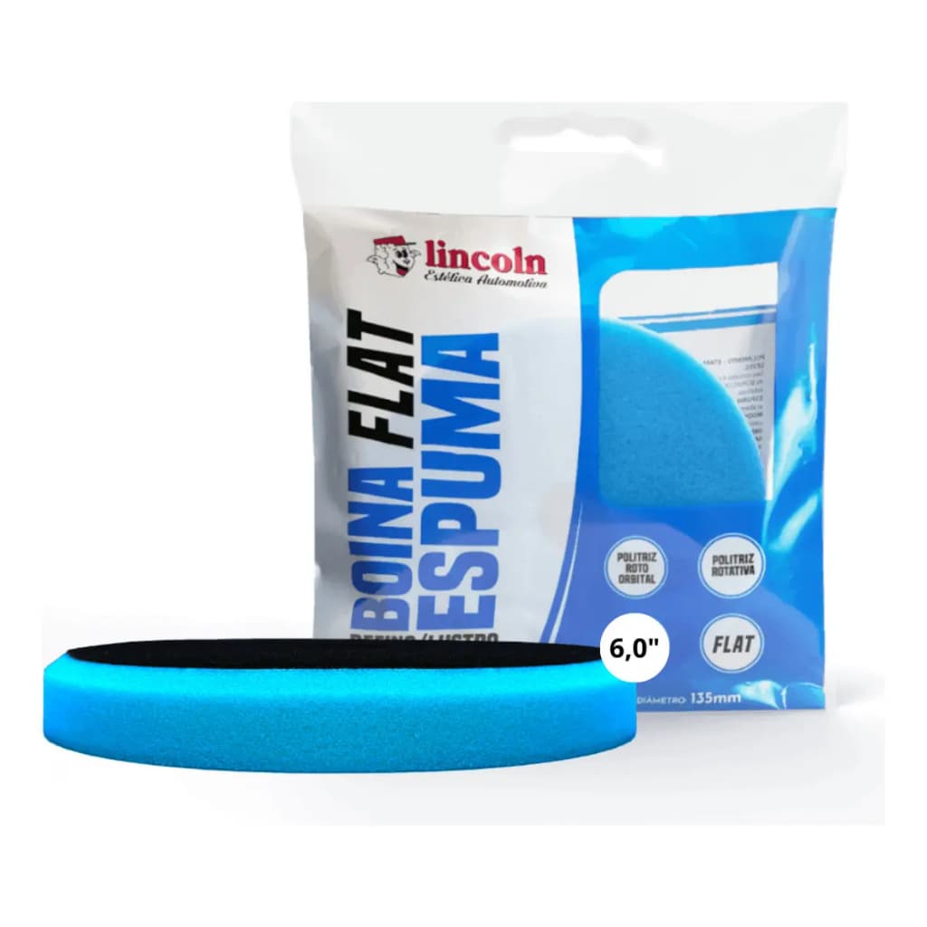 Boina de Espuma Flat Azul Acabamento Refino/Lustro Lincoln 6"