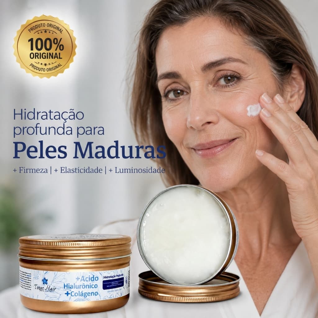Creme acido hialuronico e colageno peles maduras antissinais hidratação firmeza 100g