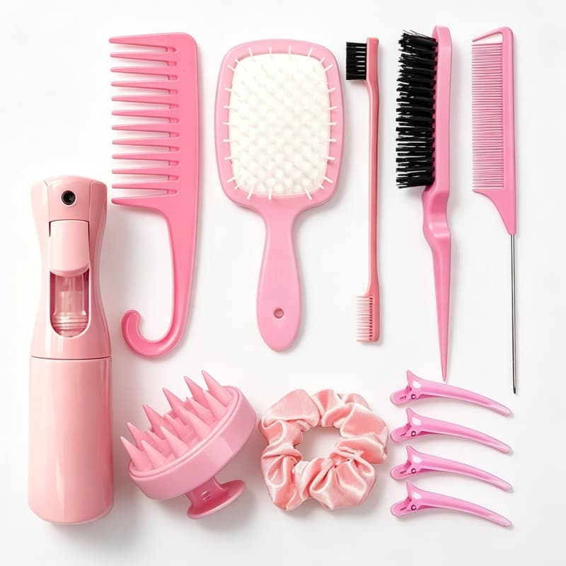 12pcs Escova Para Cabelos Cacheados Natural Curvo Rattail Pente Conjunto Ferramentas De Salão