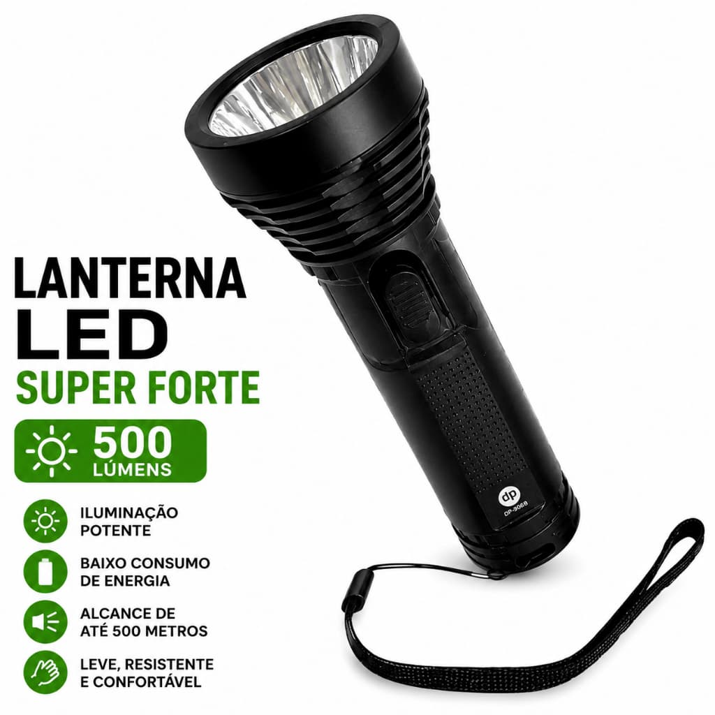 Lanterna Tática LED Super Forte Recarregável USB Alto Alcance