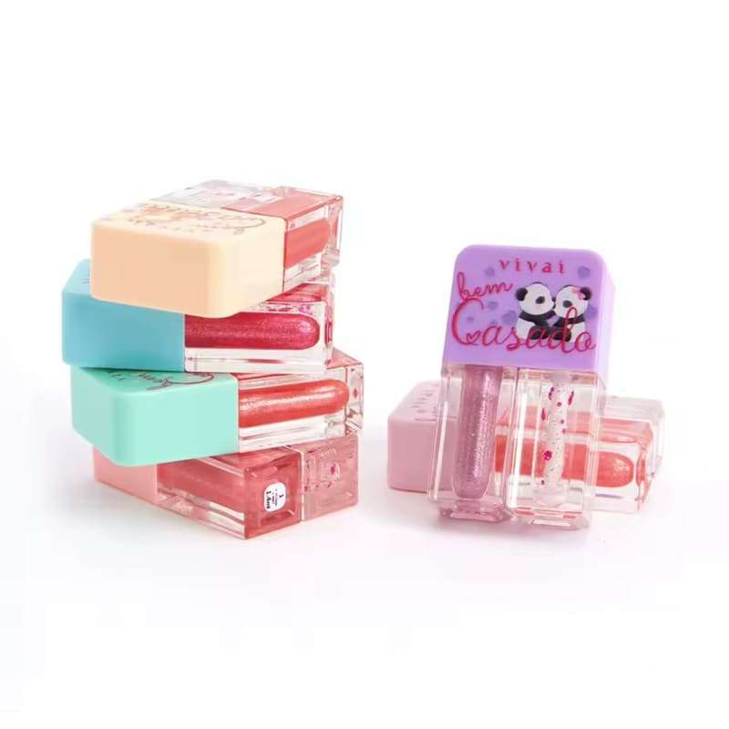 Gloss Labial Infantil Bem Casado Vivai 2 em 1 Com Glitter e Aplicador Fofo