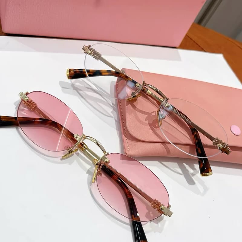 Korean Style Fashion Small Oval Frameless Transparent Sunglasses for Women Men Unisex
