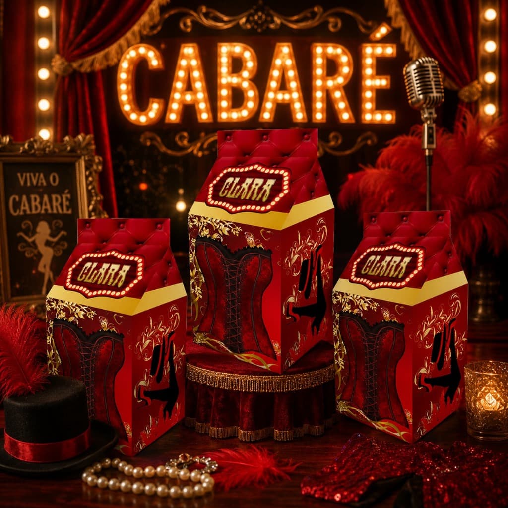Caixinhas Cabaré Milk Cone Porta Chocolate Sacolinha Surpresa Lembrancinha Sacola Cabaret Kit Festa Na Noite Cabare