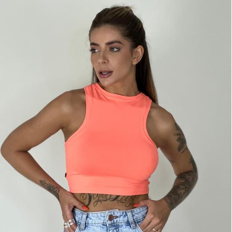 Blusa Cropped Golinha Básica Suplex Roupa Feminina Estilo Moda Gringa Blogueira