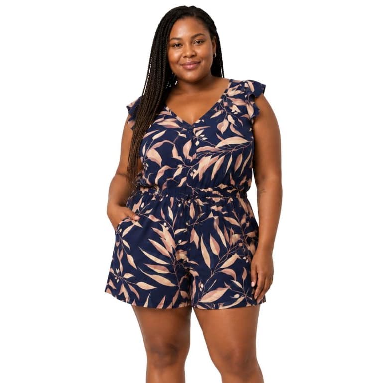 Macaquinho Plus Size Feminino Estampado Casual Leve e Soltinho