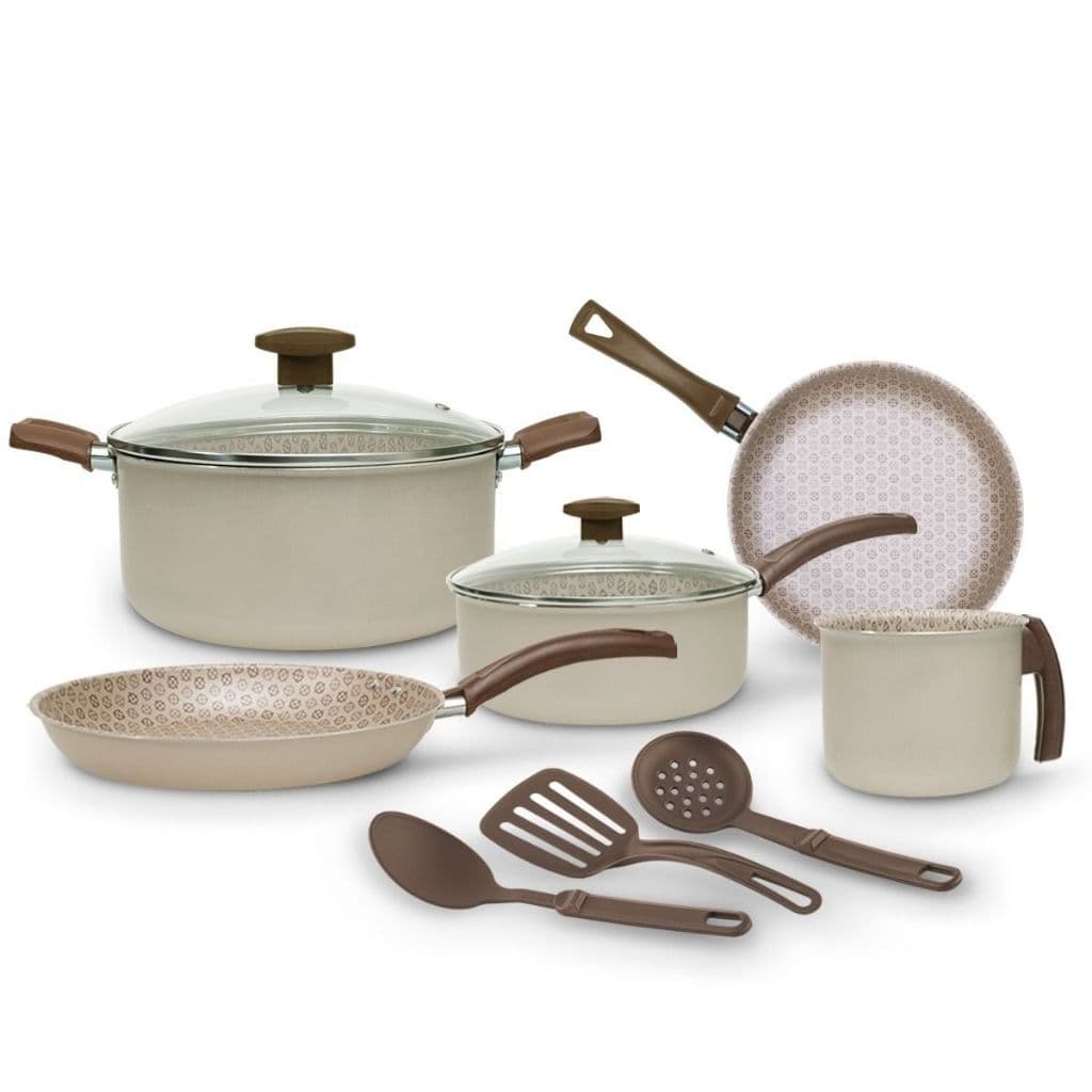Conjunto De Panelas Ivory 8 Peças Antiaderente Grande Cozinha Completa 5  camadas Teflon
