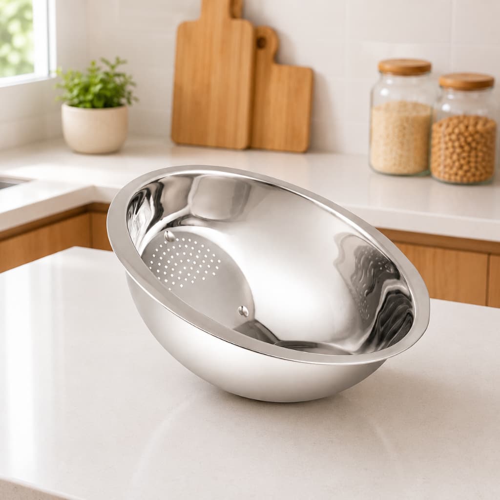 Escorredor de Arroz Inox Multiuso Resistente para Salada Frutas 20 ou 25cm