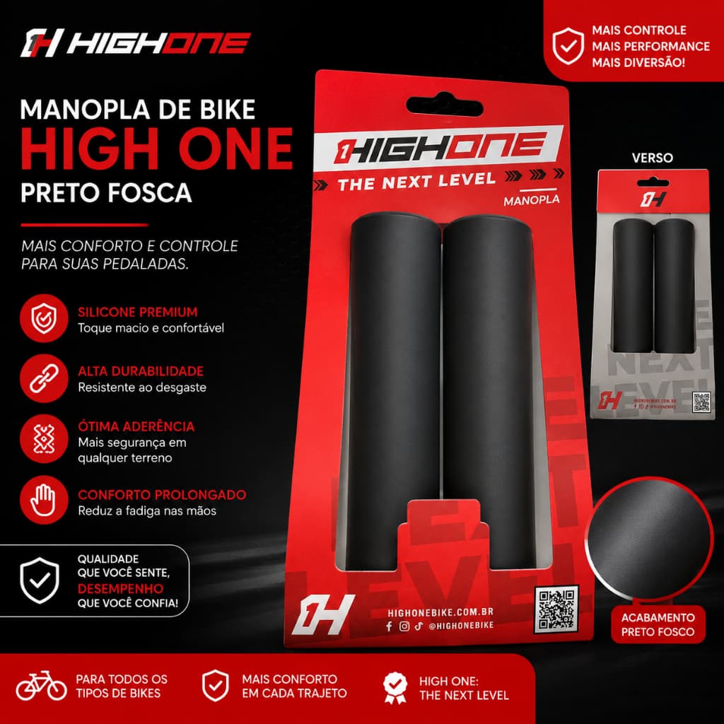 Manopla Punho de Silicone Bike Bicicleta 130mm High One