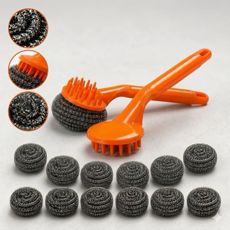 Kit 2 Escovas Limpeza Pesada Aço Inox Louça Panela Grelha Churrasco Fogão + 12 Refis Promoção