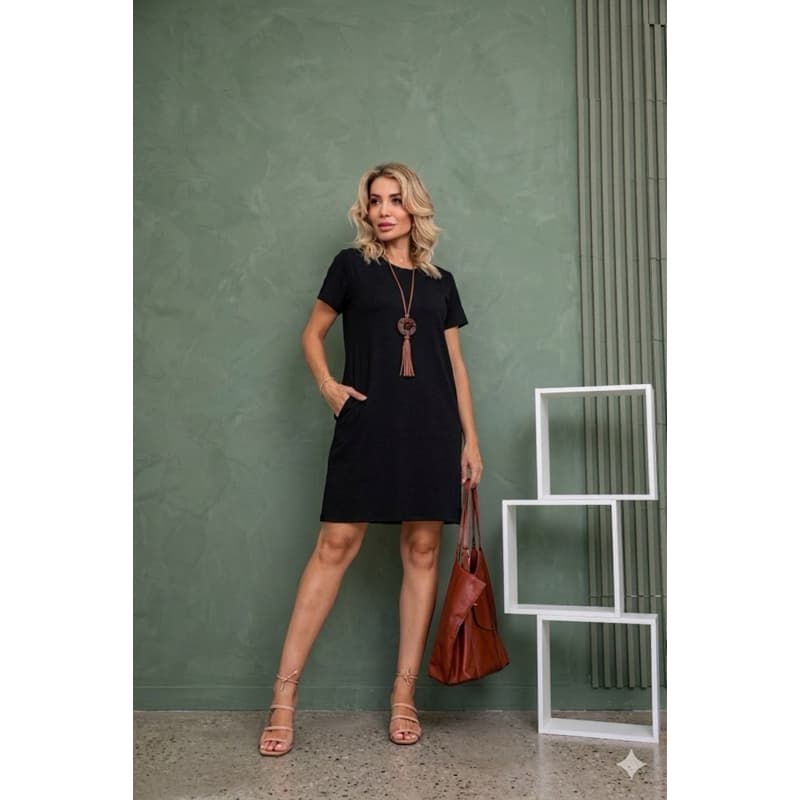 Vestido Feminino Em Moletinho Vicenza elegante Com Bolso modelo Casual e Confortável Para Dia A Dia