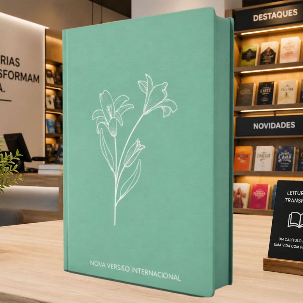 Biblia Feminina NVI | Letra Maior | Lírios Verde | Capa Dura