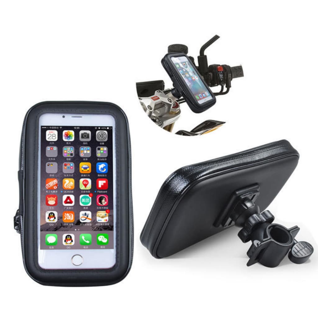 Suporte Celular Universal Moto Bike Bicicleta Guidão Impermeável Prova D’Água Anti Furto Touch Ajuste 360°de 3.5" a 6.6"