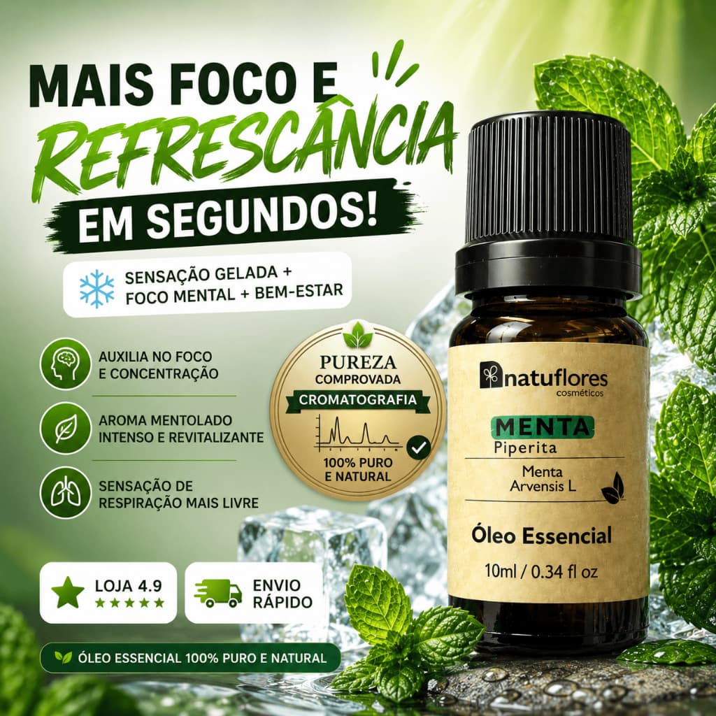 Menta Piperita Óleo Essêncial 100% Puro Natural Concentrado 10ml Original Recomendado