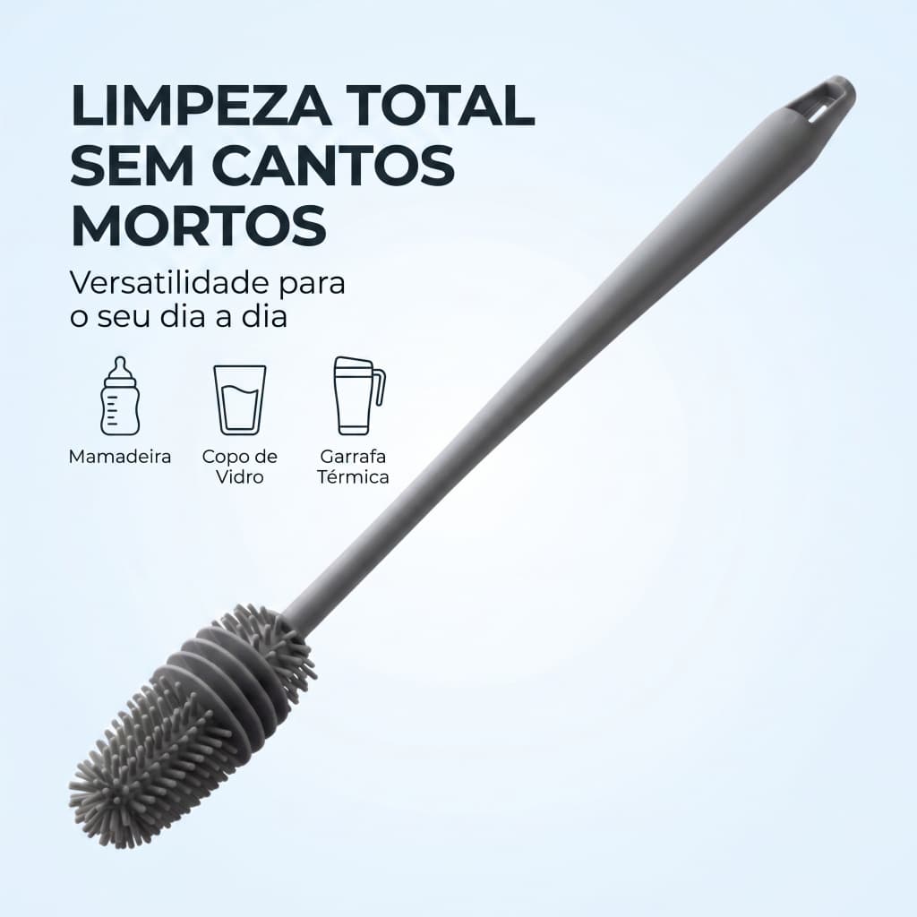 Escova de Silicone 33cm Ideal para Limpeza de Garrafas, Copos e Mamadeiras(1 pc)