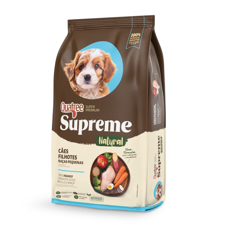 Ração Para Cachorro 1KG Alimento Quatree Supreme Filhote Raças Tamanho Pequeno Sabor Frango e Batata Doce