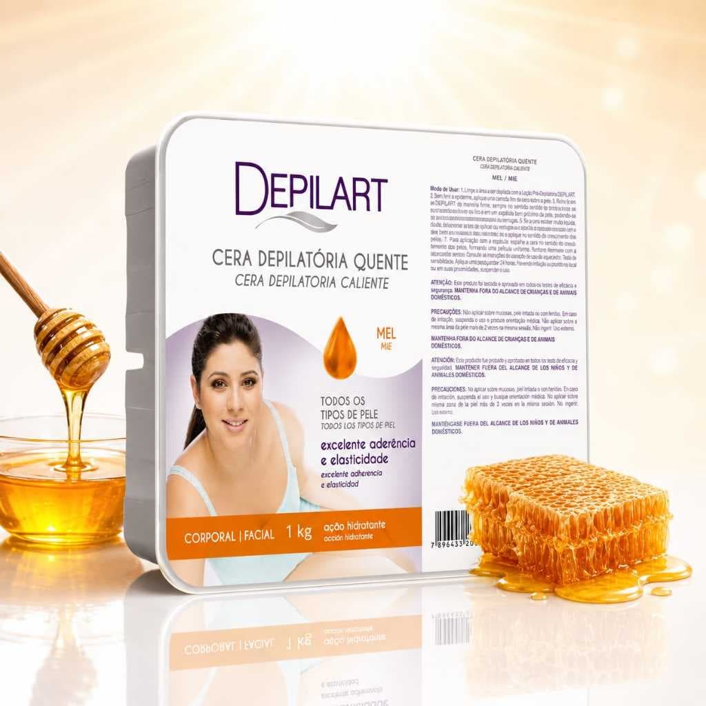 Cera Quente Depilatória Mel Depilart – Depilação Profissional, Remove Pelos com Eficiência - Corporal e Facial
