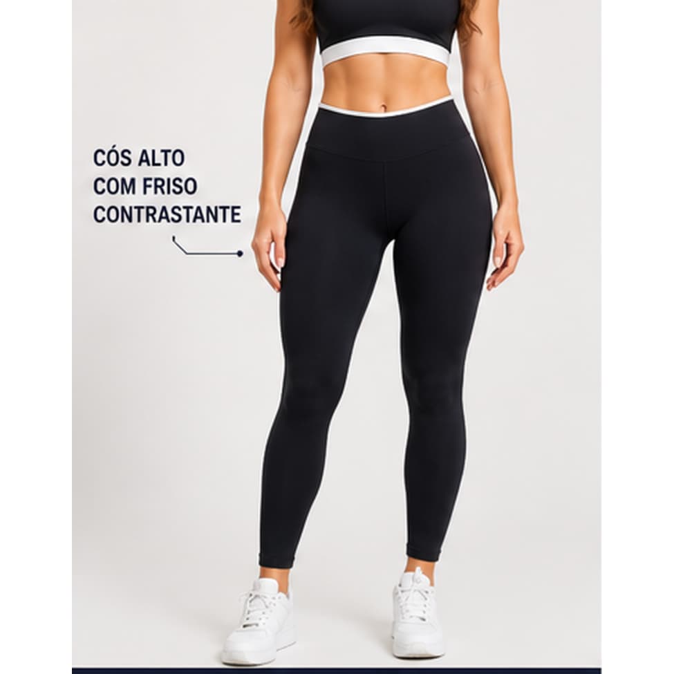 Calça Legging Feminina Cós Alto Academia Fitness Premium Zero Transparência