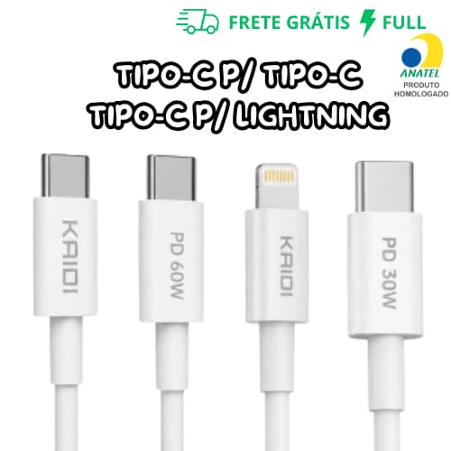 CABO TURBO TIPO-C PARA TIPO-C OU TIPO-C PARA LIGHTNING KD-27/ KD-26 1 METRO