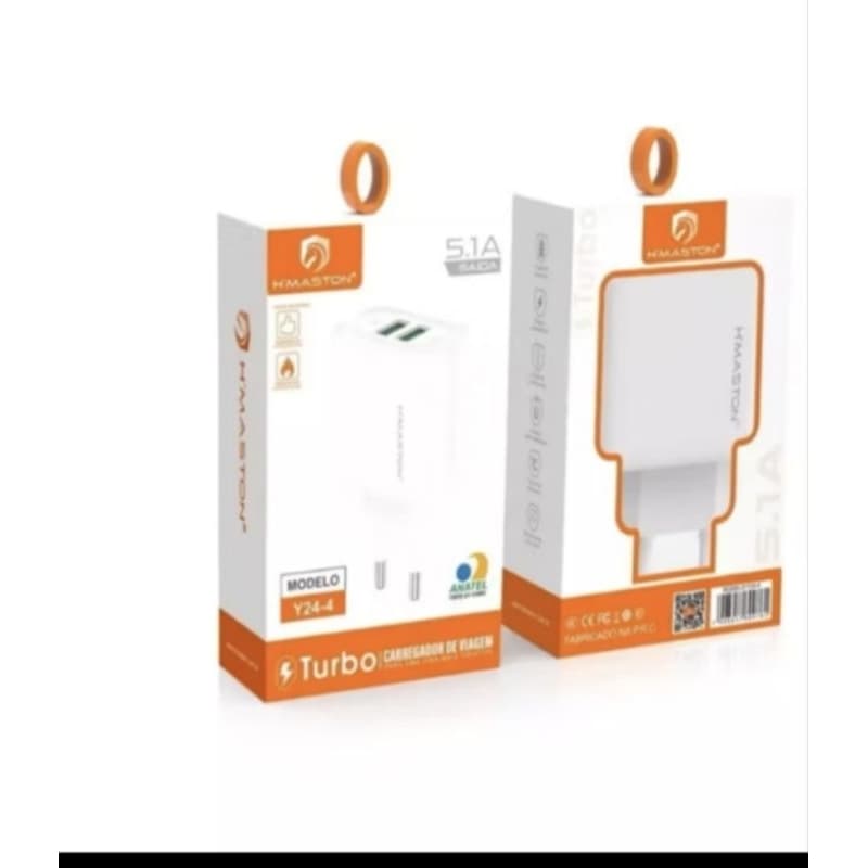 H'Maston Y24-4 Carregador 25W Fonte Torre Carregar Celular Portátil 2USBs 5.1A
