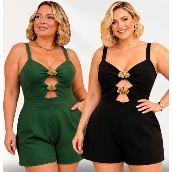 Macaçao Feminino Curvy alça larga Mid Tam único 42 ao 46