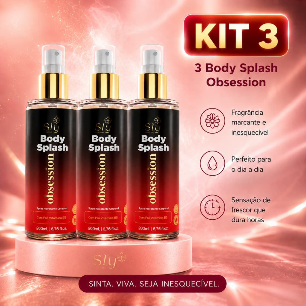 Kit 3 Body Splash Obsession Feminino 200ml | Perfume Cheiro Marcante, Sofisticado e Longa Duração | Pure Nature