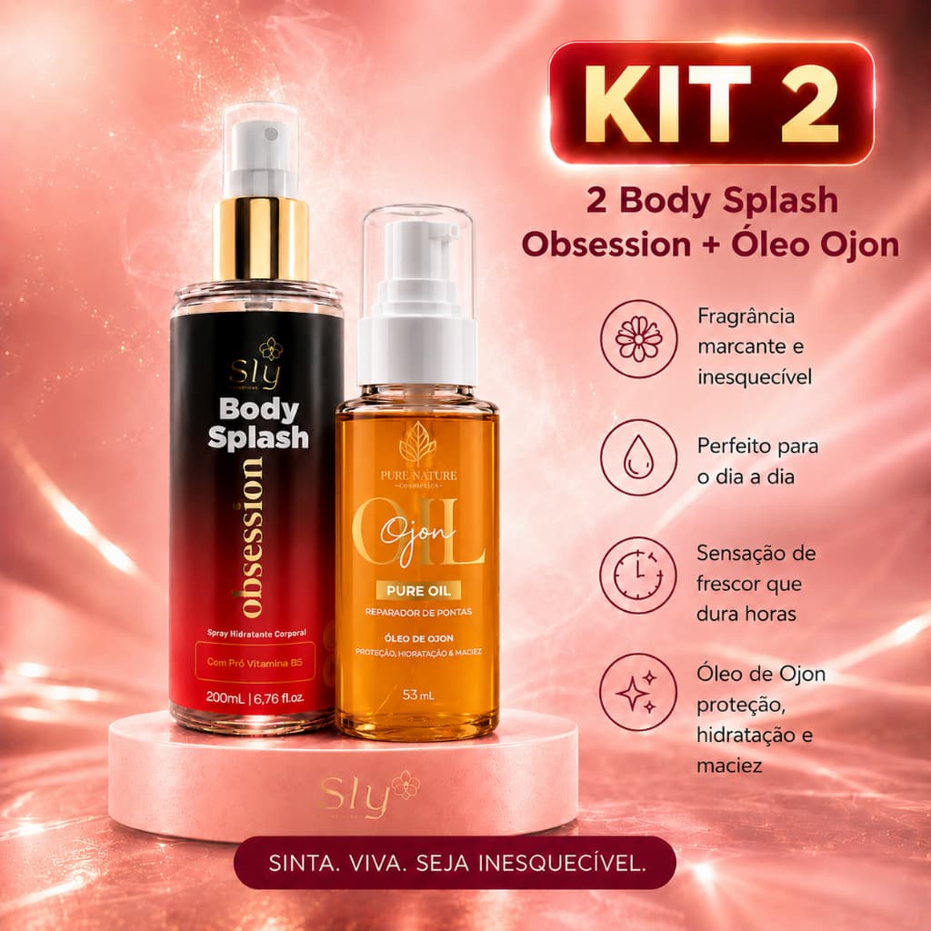Kit 2 Body Splash Obsession 200ml + Óleo Ojon | Perfume Feminino e Cuidado e Tratamento Capilar | Pure Nature