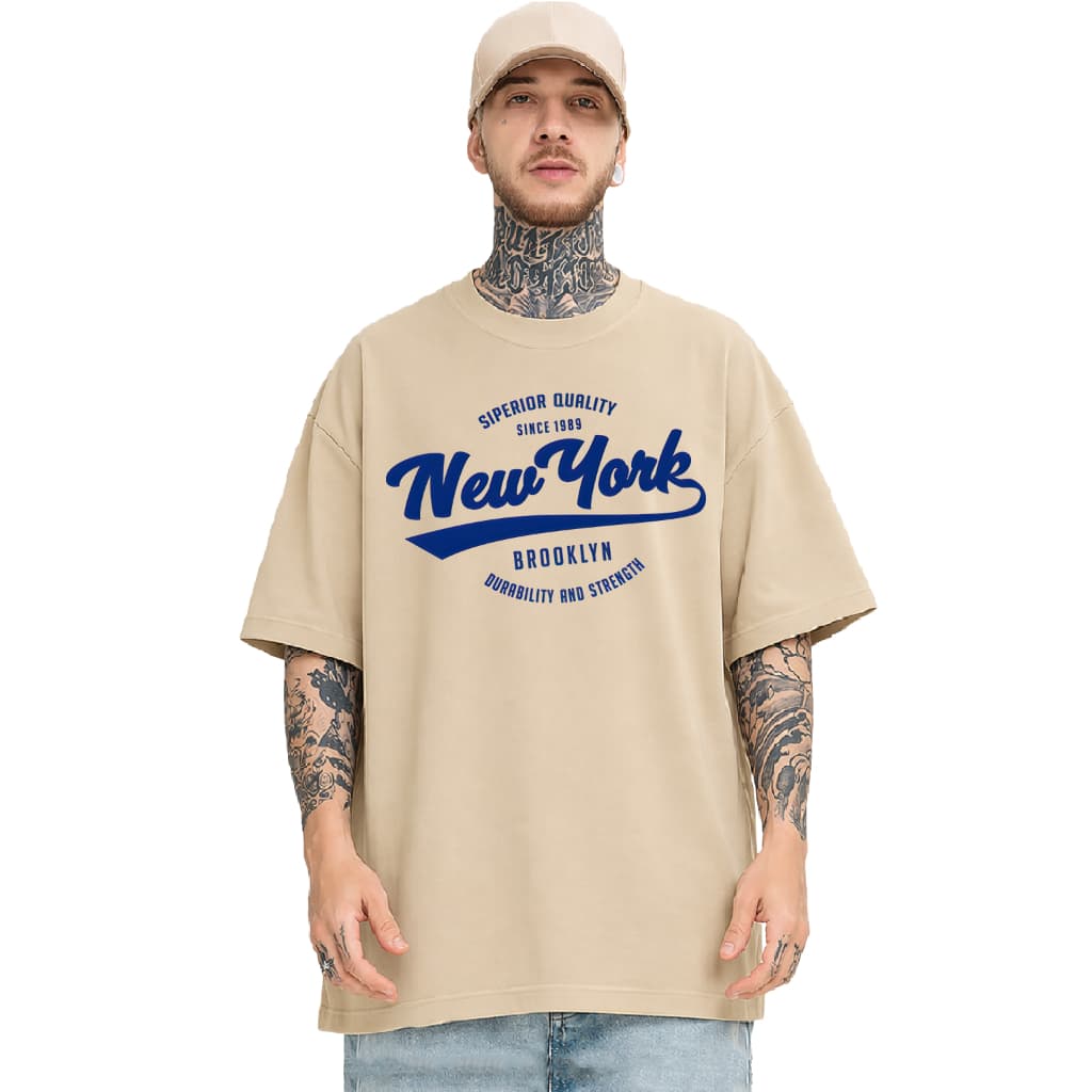 Camiseta Oversized 591 - New York Brooklyn Streetwear Unissex Estampa Azul