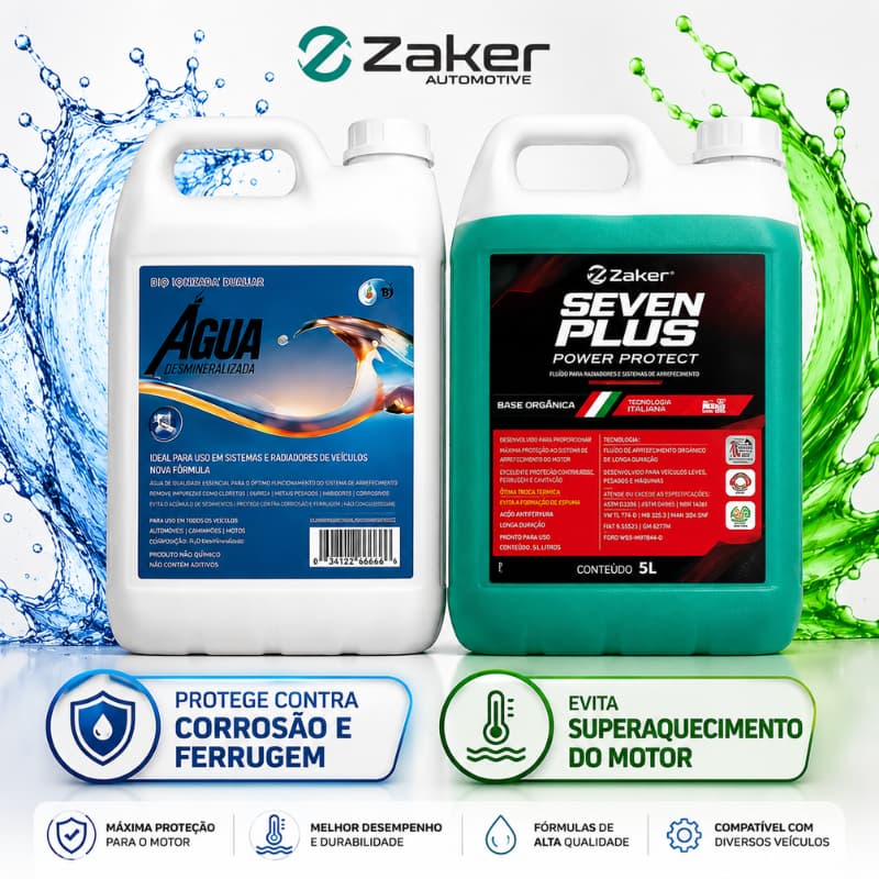 Kit Aditivo Motor Radiador Verde 5l + Agua Desmineralizada 5l Hb20