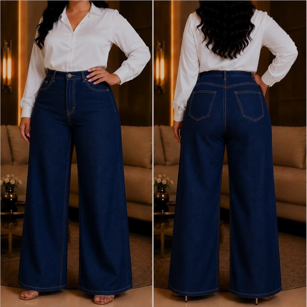 Calça Jeans Feminina Wide Leg Premium Conforto E Elegância Chique moda blogueirinha