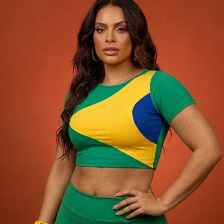 Top Brasil Copa do Mundo Feminino Fitness Plus Size Academia Copa 2026 Suplex Premium