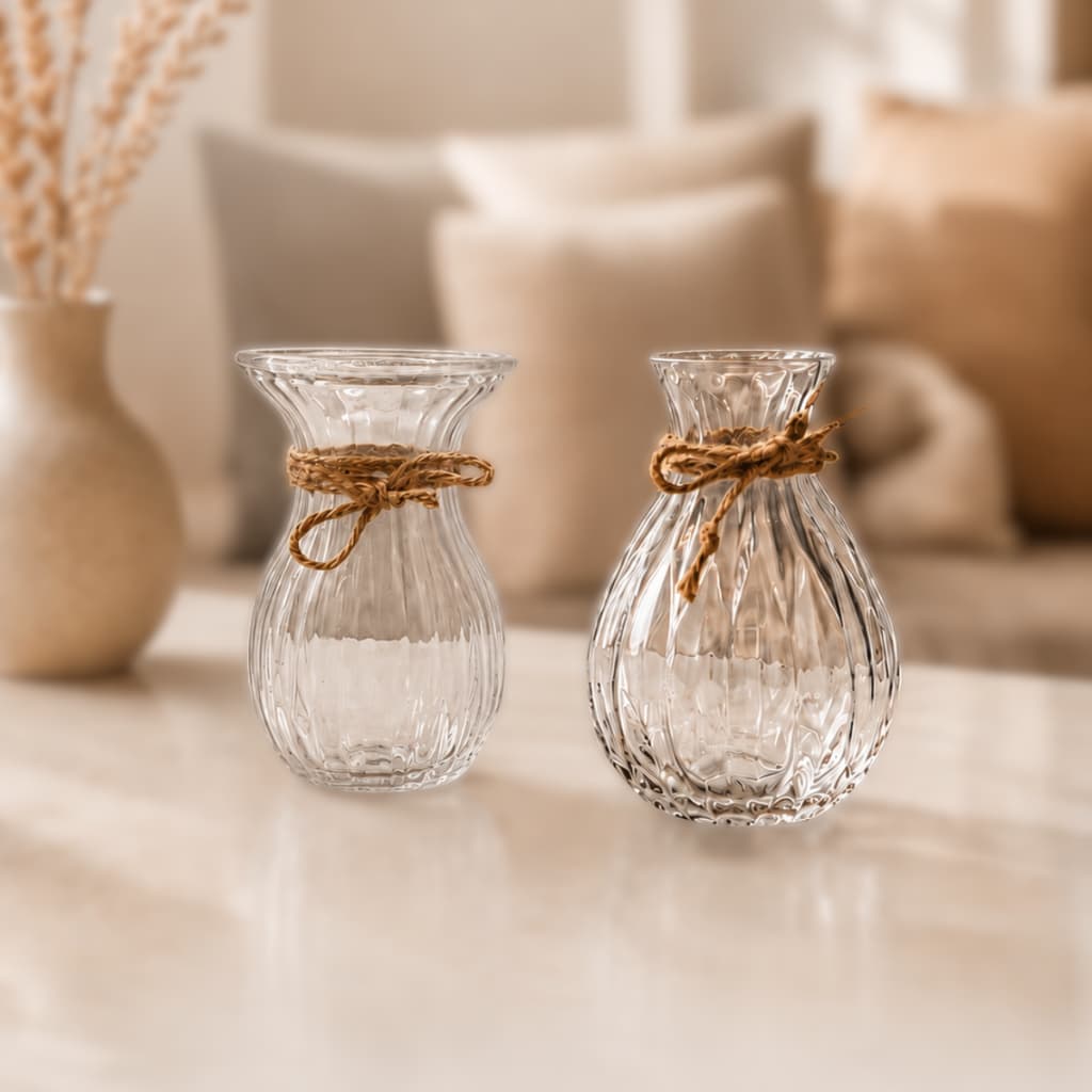 Kit 2 Vasos de Vidro Lyor Decoração - Mesa posta Sala Plantas Flores