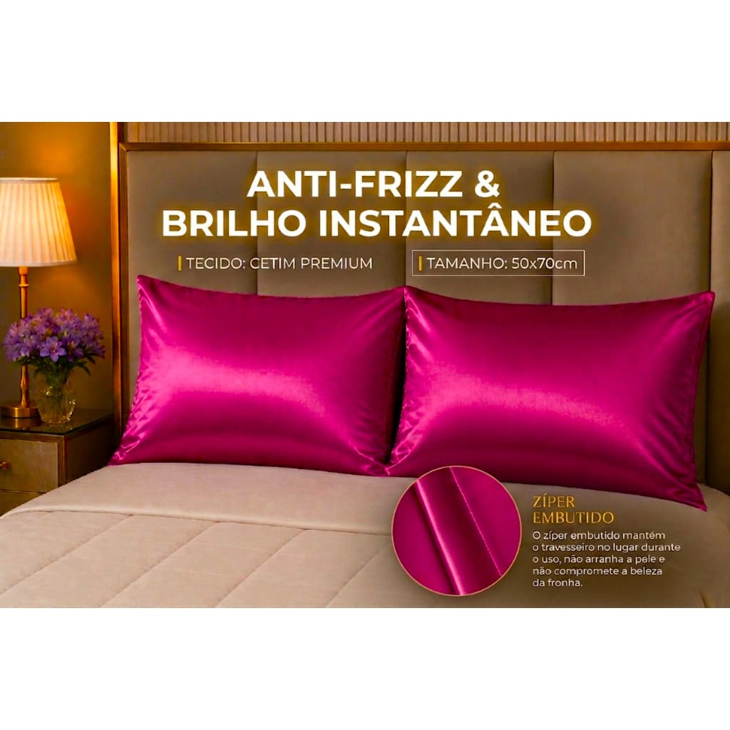 Par Fronhas de Cetim Anti Frizz 50x70 Cabelos Mais Sedosos Muito Conforto