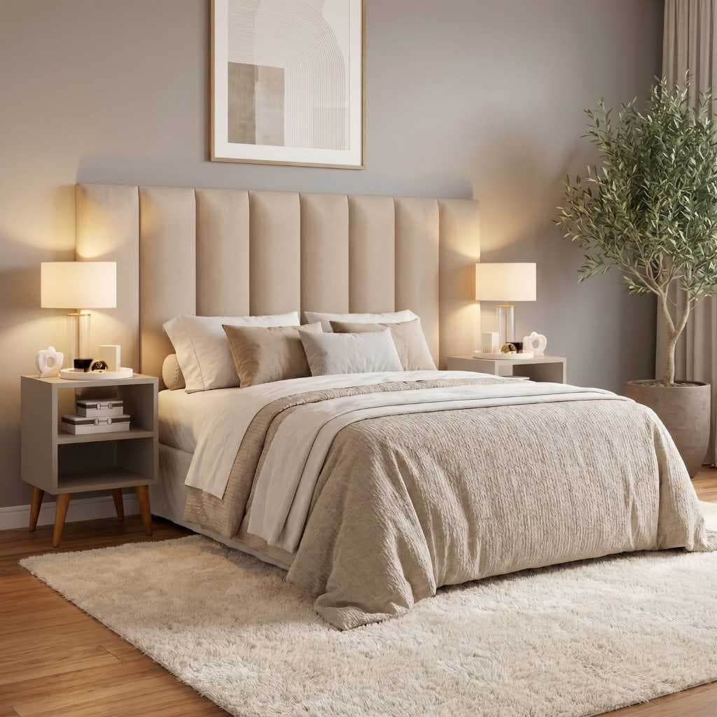 Conjunto Quarto Casal Solteiro Queen King  Mesas de Cabeceira Com Prateleira E Cabeceira Modulado