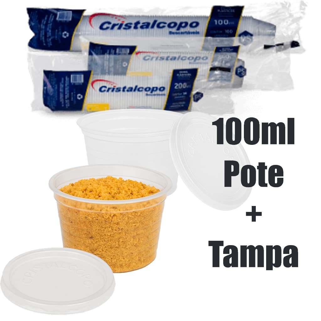 POTE + TAMPA 100 UNIDADES PARA DOCES MOLHOS CRISTALCOPO 100 ML