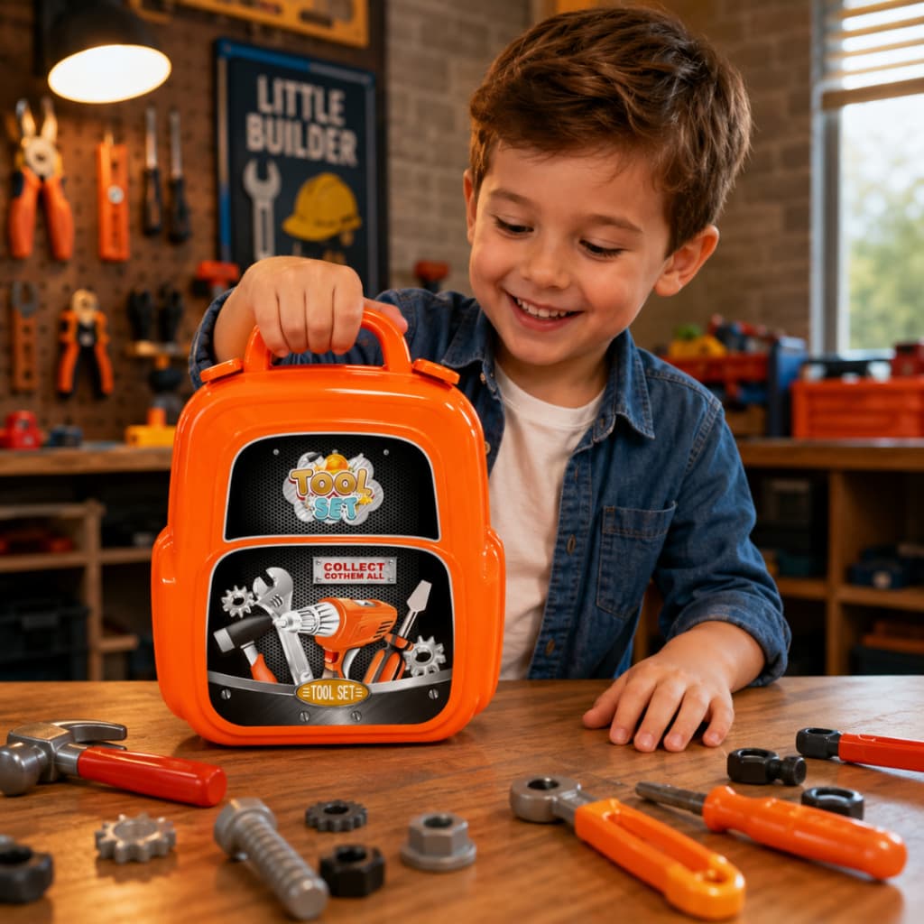 Kit Maleta de Ferramentas Infantil 22 Peças 3 em 1 Brinquedo