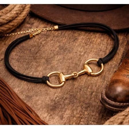 Gargantilha Country Bridão Dourado Ajustável Colar Feminino Boiadeira Cowgirl Vaqueira