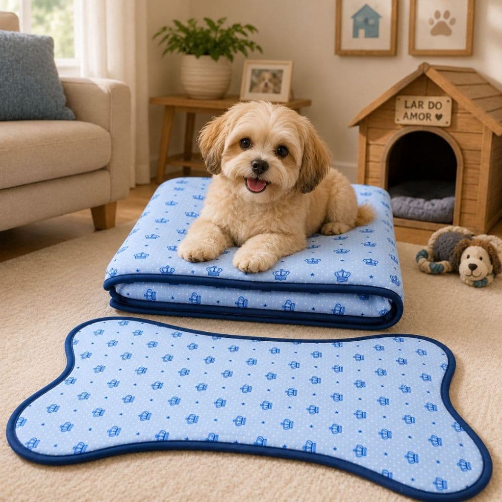 Edredom Cobertor De Cachorro e Gato  + Tapetinho Ossinho Para Comedouros Kit Pet 02 Peças