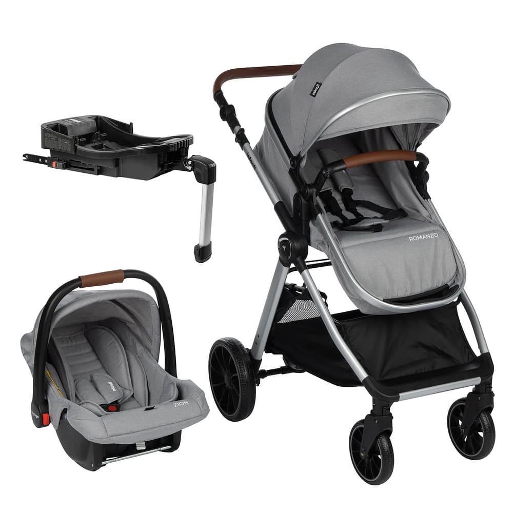 Carrinho Romanzo Cinza bebê conforto e base ISOFIX Infanti
