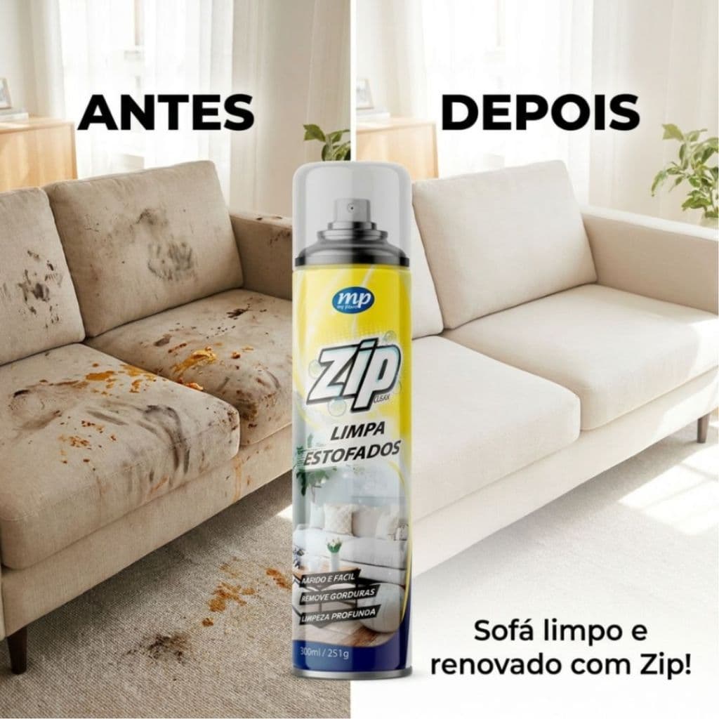 Limpa Estofados Zip Clean My Place Spray Aerosol 300ml Remove Gorduras Limpeza Profunda Sofa Carro
