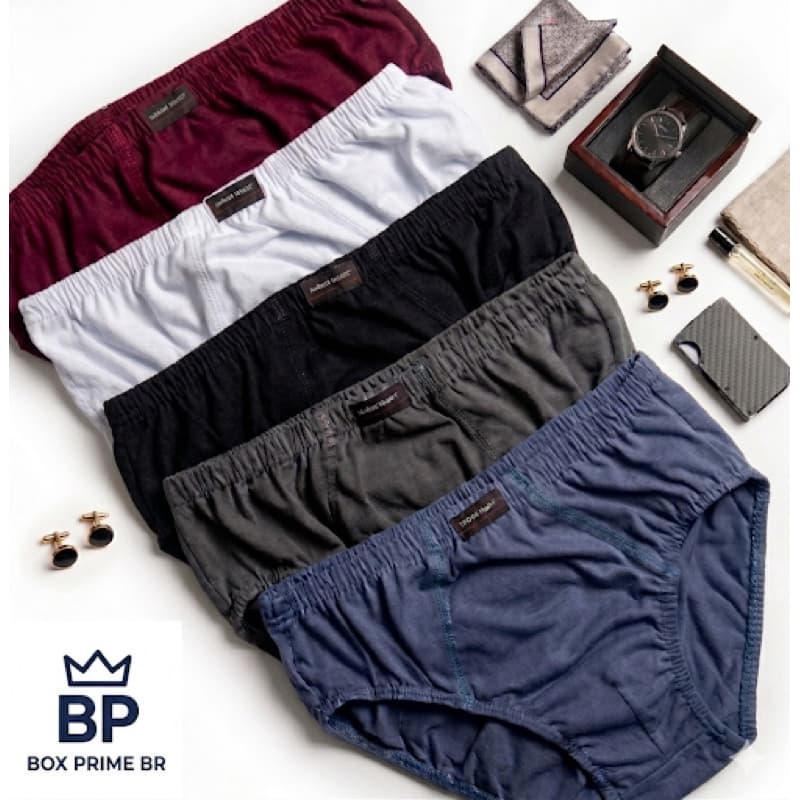 Kit Cueca Adulta Masculina Slip 100% Algodão 5, 7 ou 10 Peças - Tamanhos P M G GG
